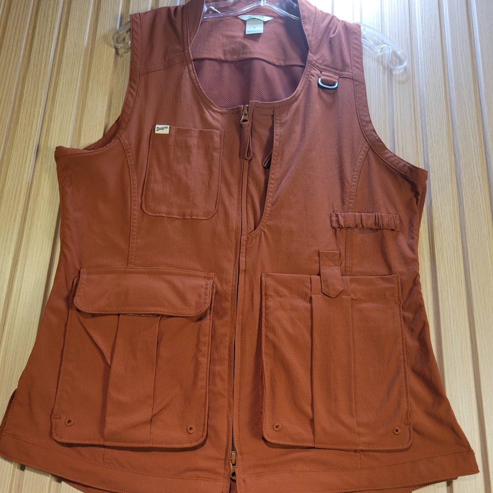 Duluth Trading Co Womens Utility Vest Rust Orange Ripstop Fishing Hiking Small